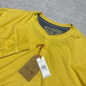 Weatherproof Shirt Mens XXL Yellow Vintage Henley Fall Outdoors Stretch 2XL New